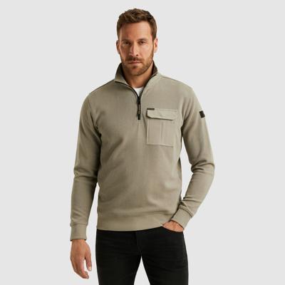 Pme Legend Psw2509457 Hakf Zip Collar Knit Look Jersey Trui 8011 Seneca Rock