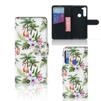 Motorola G8 Power Telefoonhoesje met Pasjes Flamingo Palms