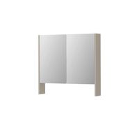 INK SPK3 spiegelkast met 2 dubbel gespiegelde deuren, open planchet, stopcontact en schakelaar 80 x 14 x 74 cm, mat kasjmier grijs
