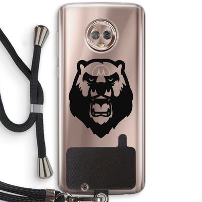 Angry Bear (black): Motorola Moto G6 Transparant Hoesje met koord