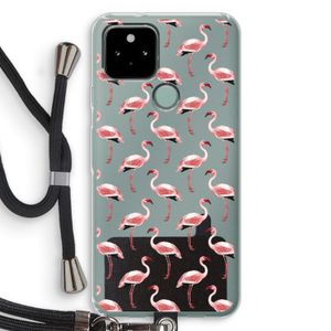Flamingoprint groen: Pixel 5 Transparant Hoesje met koord