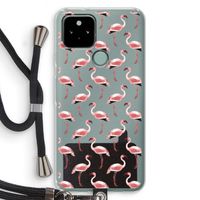 Flamingoprint groen: Pixel 5 Transparant Hoesje met koord