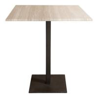 PTMD Plaza Bistrotable Square White Marble Taupe Base