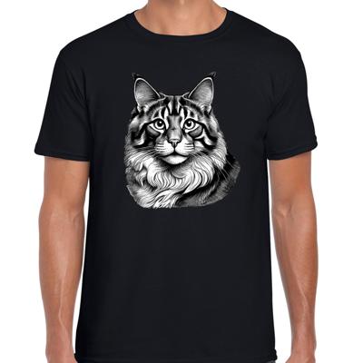 Cadeau/verkleed T-shirt heren - zwart - Siberische Boskat kat/poes - kattenliefhebber