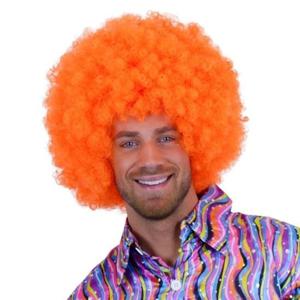 Oranje afro pruik - krullen - dames/heren - Holland/Koningsdag - felle kleur   -