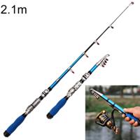 36cm draagbare telescopische zee hengel mini hengel verlengde lengte: 2.1 m blauwe clip Reel seat