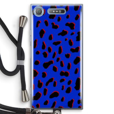 Blue Leopard: Sony Xperia XZ1 Transparant Hoesje met koord