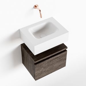 Toiletmeubel Mondiaz Andor | 40 cm | Meubelkleur Dark brown | Lex vrijhangend wastafel Talc Midden | Zonder kraangat