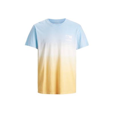 JACK & JONES JUNIOR dip-dye T-shirt Ralooha lichtblauw/wit/geel JACK & JONES JUNIOR dip-dye T-shirt Ralooha lichtblauw/wit/geel