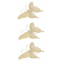 3x Kerstboom decoratie vlinder creme - Kersthangers