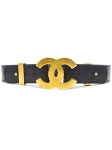 CHANEL Pre-Owned ceinture en cuir à logo CC (1996) - Noir