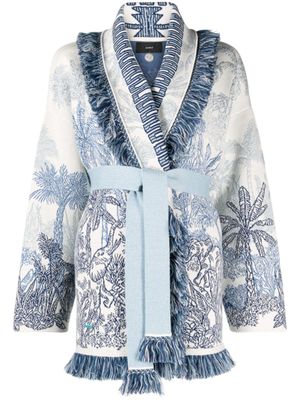 Alanui cardigan en maille intarsia à design ouvert - Bleu Alanui cardigan en maille intarsia à design ouvert - Bleu