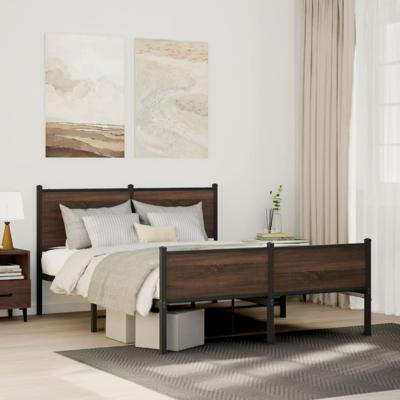 Bedframe zonder matras metaal bruin eikenkleurig 140x200 cm