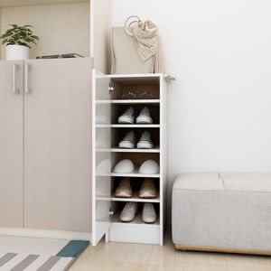 VidaXL Schoenenkast 32 x 35 x 92 cm bewerkt hout hoogglans wit
