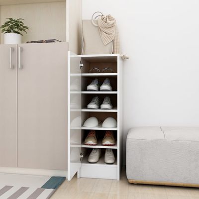 VidaXL Schoenenkast 32 x 35 x 92 cm bewerkt hout hoogglans wit