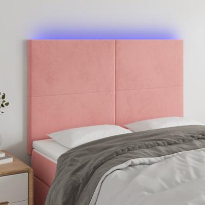 Hoofdbord LED 144x5x118/128 cm fluweel zwart