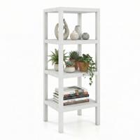 4-Delig Kunststof Opbergrek Vrijstaand Multifunctioneel Rek Smalle Badkamerorganizer 38 x 32,5 x 99 cm-Wit