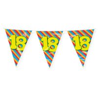 Verjaardag 18 jaar thema Vlaggetjes - Feestversiering - 10m - Folie - Dubbelzijdig - thumbnail