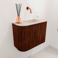 Toiletmeubel Mondiaz Joya Dlux | 51.6 cm | Meubelkleur Ruby | Faye wastafel Frappe Wasbak Rechts | Zonder kraangat(en) Toiletmeubel Mondiaz Joya Dlux | 51.6 cm | Meubelkleur Ruby | Faye wastafel Frappe Wasbak Rechts | Zonder kraangat(en)