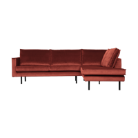 WOOOD Rodeo hoekbank rechts velvet Kastanjebruin