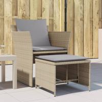 Tuinstoel met voetenbank poly rattan beige