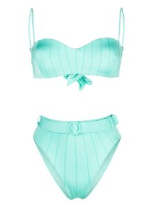 Noire Swimwear bikini ceinturé à taille haute - Bleu