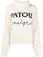 Patou pull à logo en intarsia - Blanc