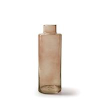 Bloemenvaas Willem - transparant beige glas - D11,5 x H26 cm - fles vorm vaas - thumbnail