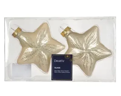 Decoris kersthangers glas ster 2st parel