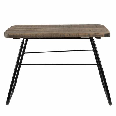 Houten Plantentafel Rechthoek met IJzeren poten - 41 x 21 x 27 cm