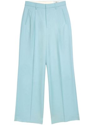 AMI Paris pantalon plissé en laine à taille haute - Bleu