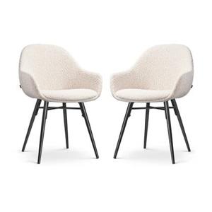 Nolon Nova-Mae Eetkamerstoelen Set van 2 - Bouclé Beige - Zwarte Poten