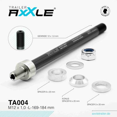 Steekas voor aanhangwagen Radoxx TA004 M12 x 1 lengte 169-184mm