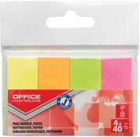 OFFICE products index, ft 20 x 50 mm, ophangzakje van 4 x 40 tabs, geassorteerde neonkleuren