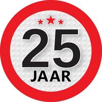 25 jaar leeftijd sticker - rond - Dia 9 cm - 25 jaar verjaardag/jubileum/leeftijd versiering - thumbnail