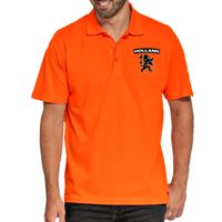 Grote maten Holland supporter poloshirt leeuw embleem op borst EK/ WK voor heren - thumbnail