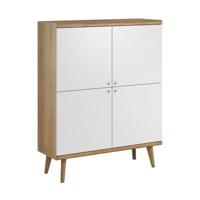 Meubella Dressoir Primavera - Wit - Licht eiken - 107 cm - Hoog - thumbnail