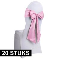 20x Bruiloft stoelversiering strik licht roze   -