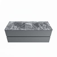 MONDIAZ VICA-DLUX 130cm badmeubel onderkast Plata 2 lades. Inbouw wastafel CLOUD dubbel zonder kraangat, kleur Lava.