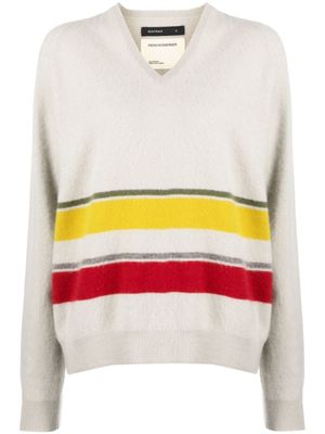 Frenckenberger pull en cachemire à rayures - Gris