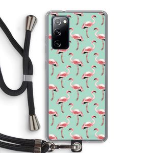 Flamingoprint groen: Samsung Galaxy S20 FE / S20 FE 5G Transparant Hoesje met koord