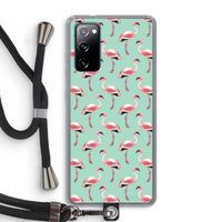 Flamingoprint groen: Samsung Galaxy S20 FE / S20 FE 5G Transparant Hoesje met koord