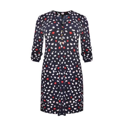 Yoek gebloemde jurk MILOU donkerblauw/wit/rood Yoek gebloemde jurk MILOU donkerblauw/wit/rood