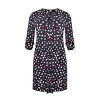 Yoek gebloemde jurk MILOU donkerblauw/wit/rood - thumbnail