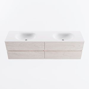 MONDIAZ VICA 170cm badmeubel onderkast Underlayment 4 lades. Wastafel MOON dubbel 2 kraangaten, kleur Talc.