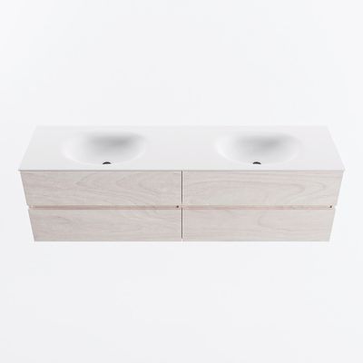 MONDIAZ VICA 170cm badmeubel onderkast Underlayment 4 lades. Wastafel MOON dubbel 2 kraangaten, kleur Talc.