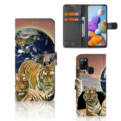 Samsung Galaxy A21s | Telefoonhoesje | Met pasjeshouder | Roofdieren
