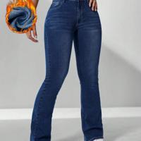 Women's Dark Wash Flare Leg Jeans | Curvy Fit Denim Pants Dark Wash / 26