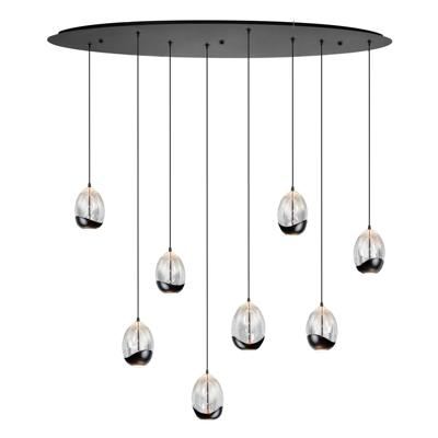 Highlight HanglampClear Egg zwart 8-lichts ovaal - H5452.20