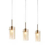Hanglamp Duo III 3Lt - Bronze Metal & Champagne Glass